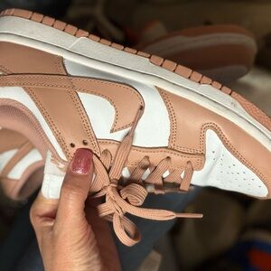 Nike Women's NUDE and White Sneakers DUNKS